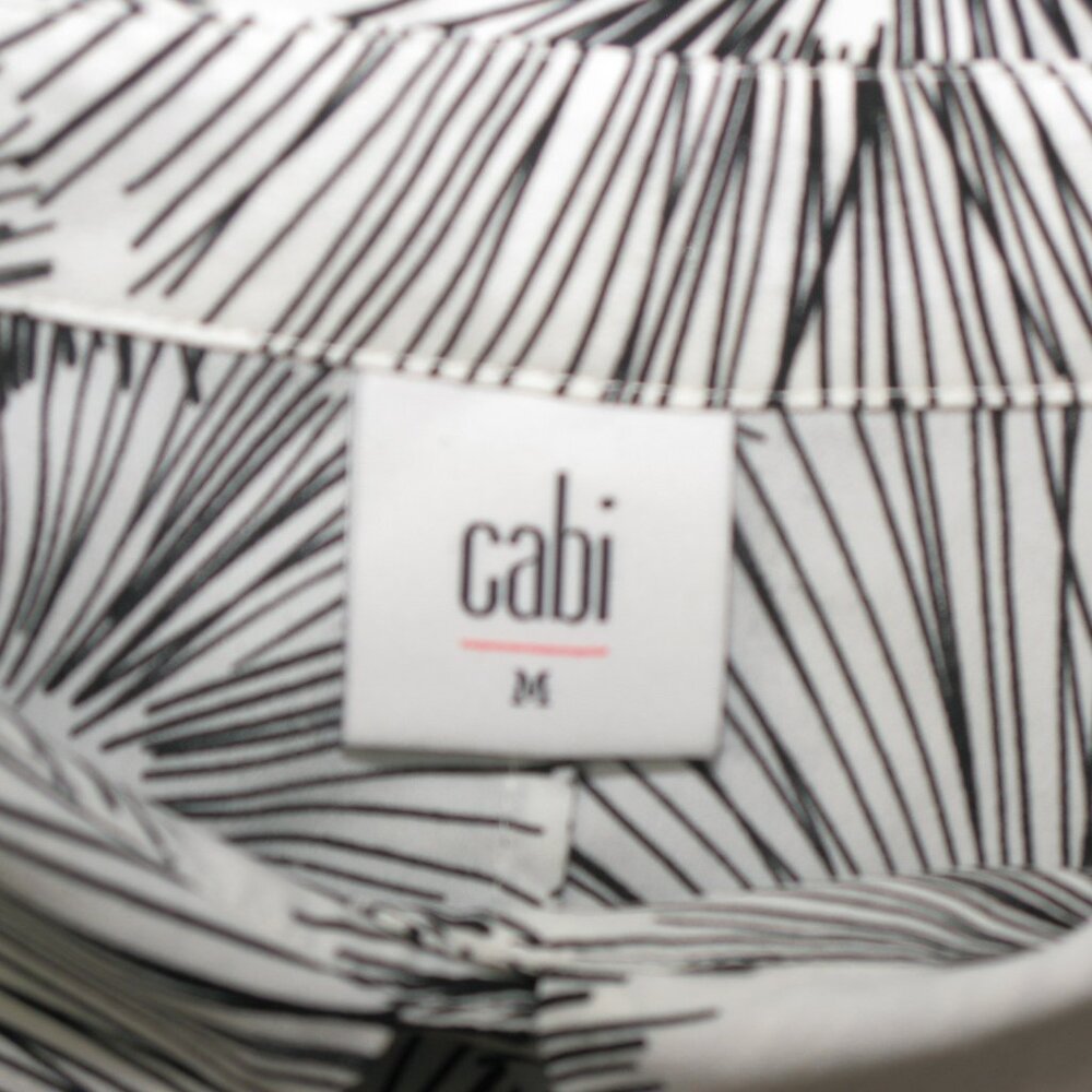 Cabi White/Black Patterned Partial Button Front S… - image 6